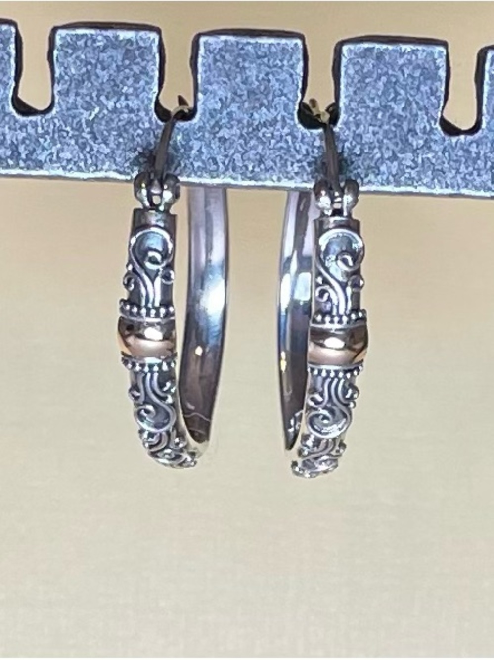 Florence Hoop Sterling Silver Filigree  Earrings